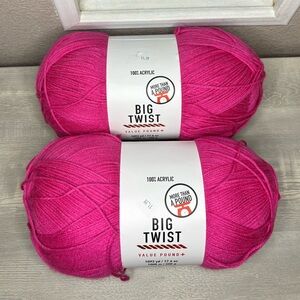 NWT Big Twist Value Pound + Magenta Yarn Bundle